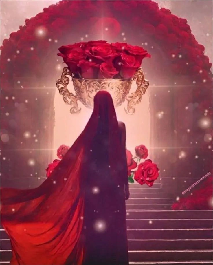 Rose Veil of the Crimson Oracle Activation and energetic link + Charged digital artwork